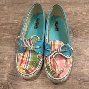 Sperry Womens Plaid Boat Shoes, Size 8.5